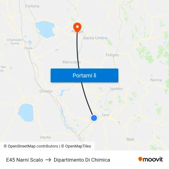 E45 Narni Scalo to Dipartimento Di Chimica map