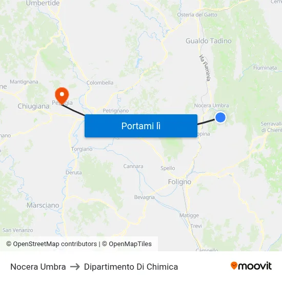 Nocera Umbra to Dipartimento Di Chimica map
