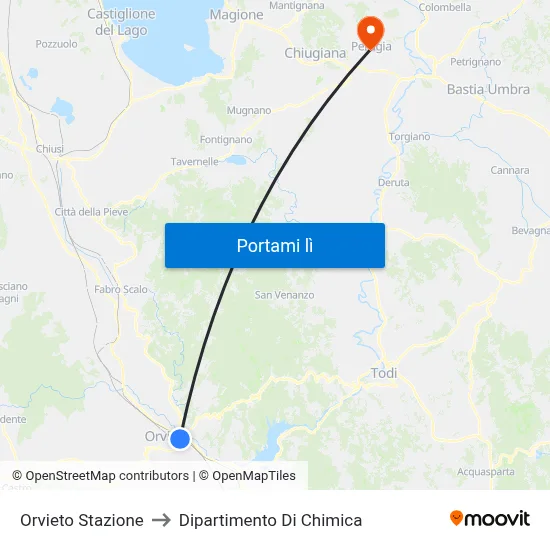Orvieto Stazione to Dipartimento Di Chimica map
