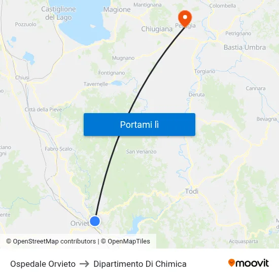 Ospedale Orvieto to Dipartimento Di Chimica map