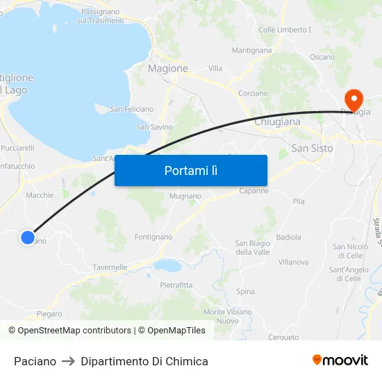 Paciano to Dipartimento Di Chimica map