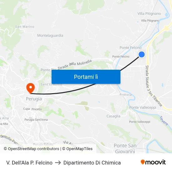 V. Dell'Ala P. Felcino to Dipartimento Di Chimica map