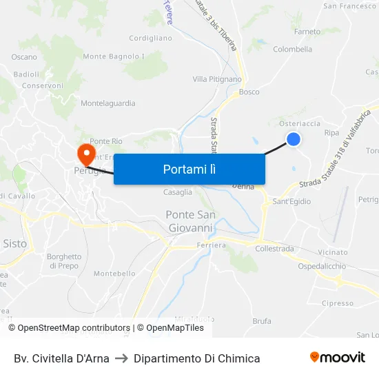 Bv. Civitella D'Arna to Dipartimento Di Chimica map