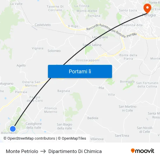 Monte Petriolo to Dipartimento Di Chimica map