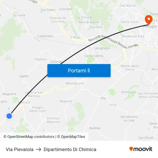 Via Pievaiola to Dipartimento Di Chimica map