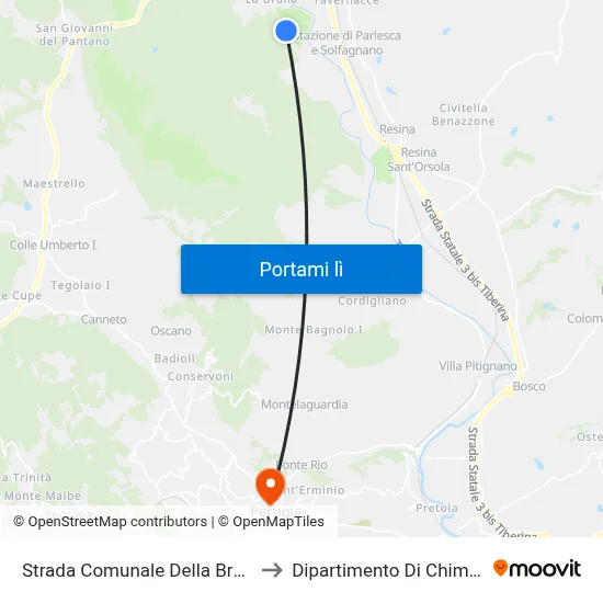 Strada Comunale Della Bruna to Dipartimento Di Chimica map
