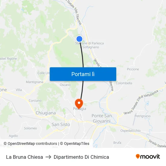 La Bruna Chiesa to Dipartimento Di Chimica map