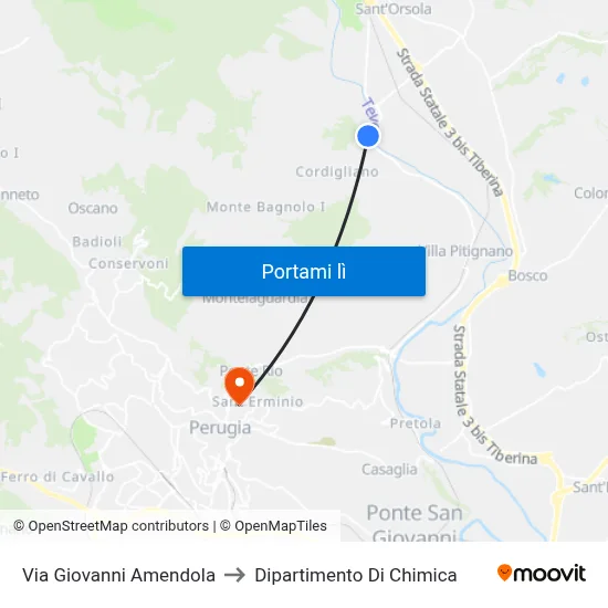 Via Giovanni Amendola to Dipartimento Di Chimica map