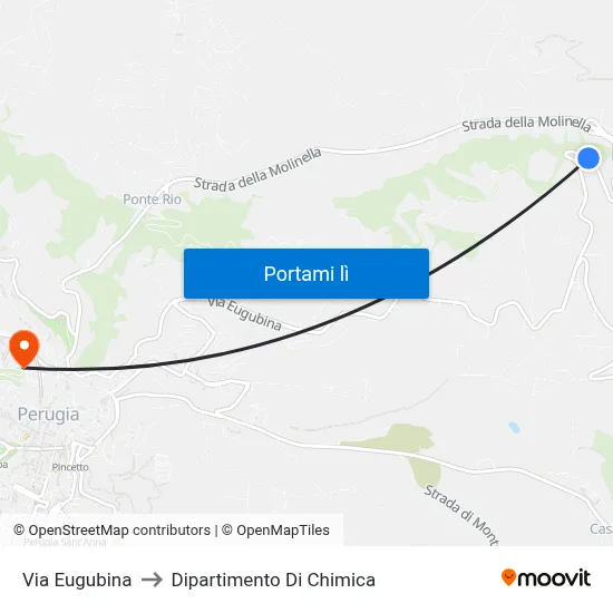 Via Eugubina to Dipartimento Di Chimica map
