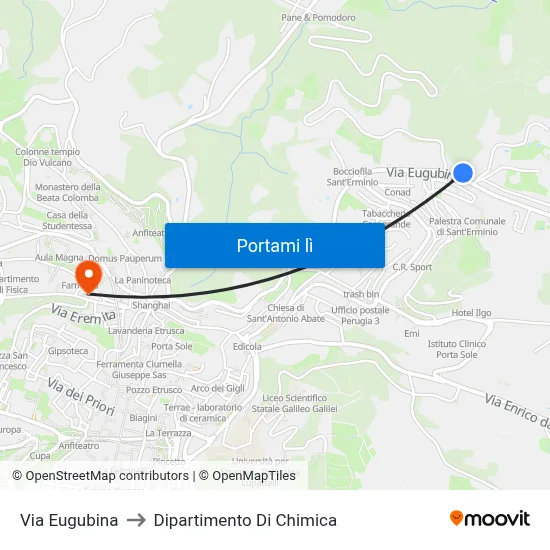 Via Eugubina to Dipartimento Di Chimica map