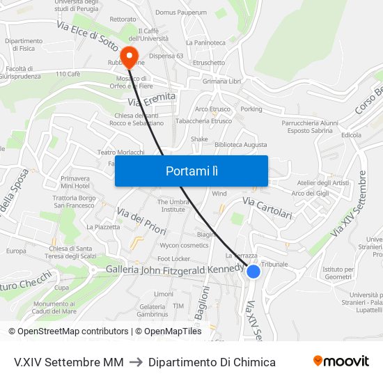 V.X​I​V Settembre M​M to Dipartimento Di Chimica map