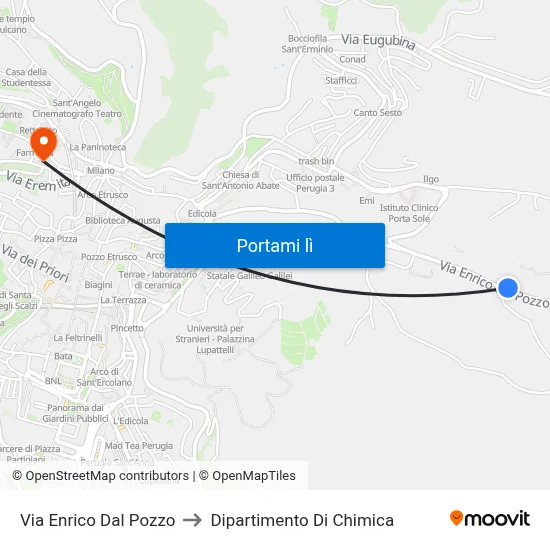 Via Enrico Dal Pozzo to Dipartimento Di Chimica map