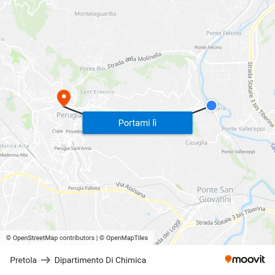 Pretola to Dipartimento Di Chimica map