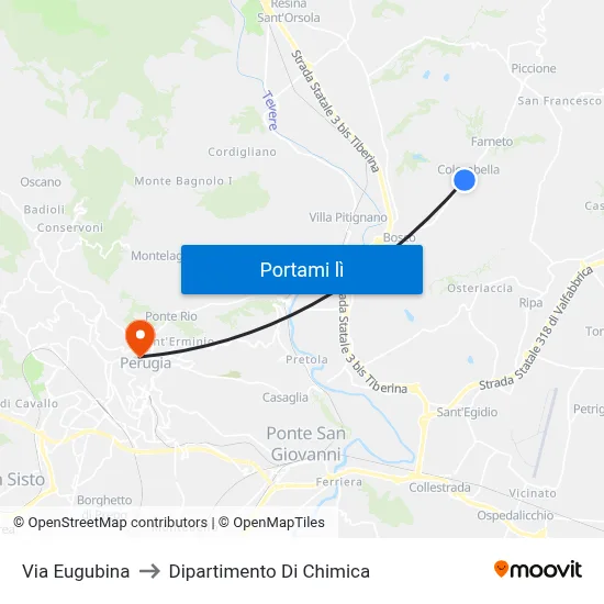 Via Eugubina to Dipartimento Di Chimica map