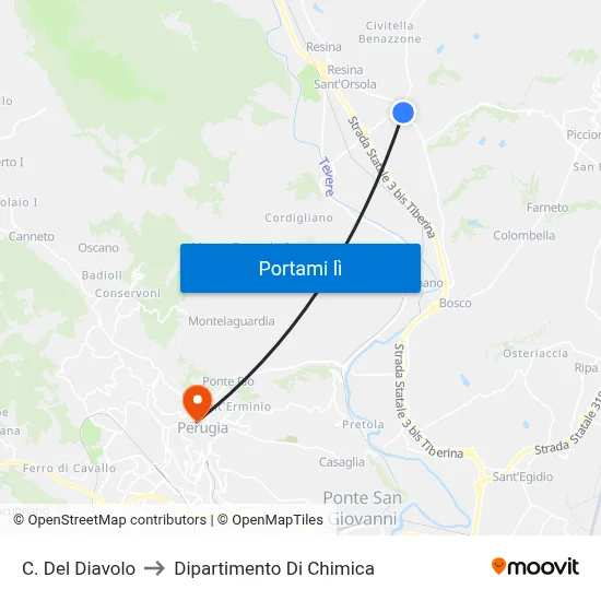 C. Del Diavolo to Dipartimento Di Chimica map