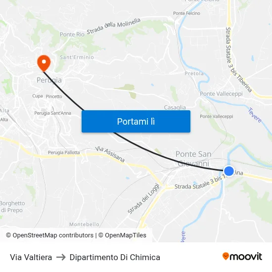Via Valtiera to Dipartimento Di Chimica map