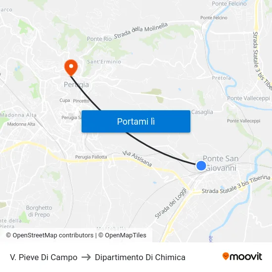 V. Pieve Di Campo to Dipartimento Di Chimica map