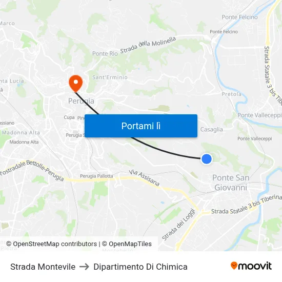Strada Montevile to Dipartimento Di Chimica map