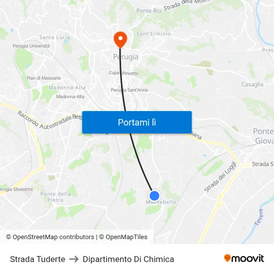 Strada Tuderte to Dipartimento Di Chimica map