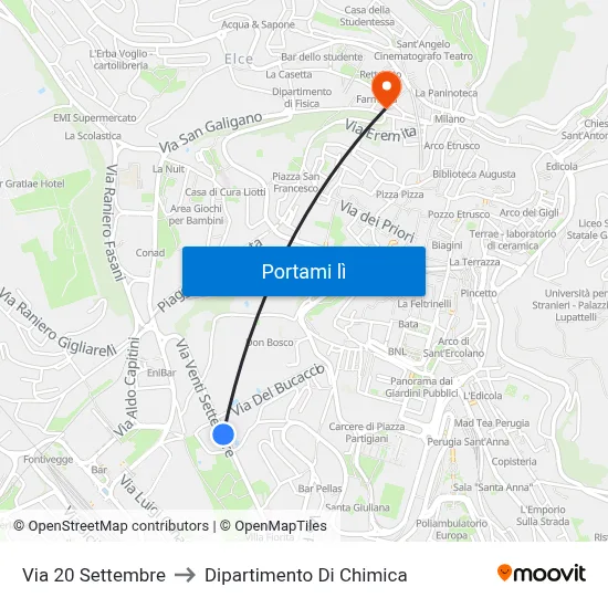 Via 20 Settembre to Dipartimento Di Chimica map