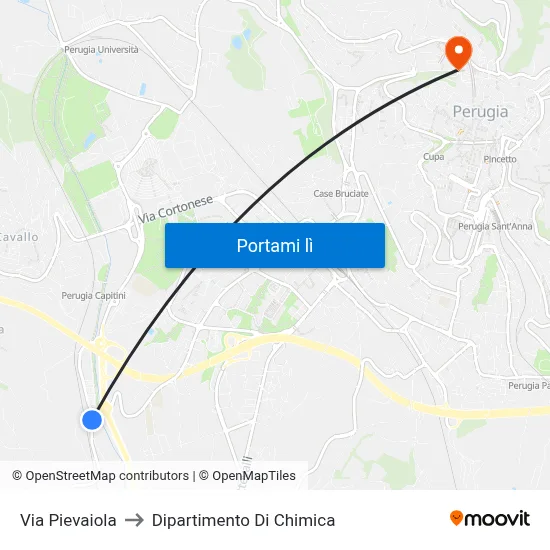 Via Pievaiola to Dipartimento Di Chimica map