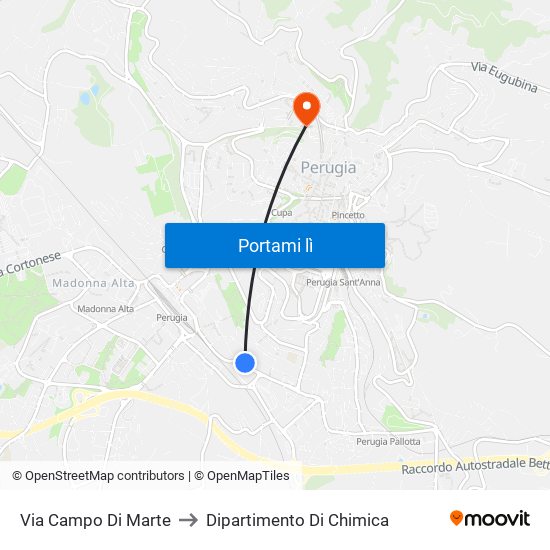 Via Campo Di Marte to Dipartimento Di Chimica map