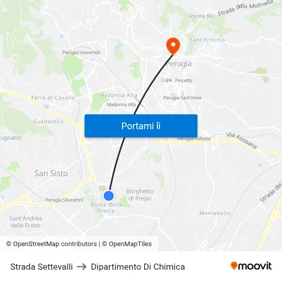 Strada Settevalli to Dipartimento Di Chimica map