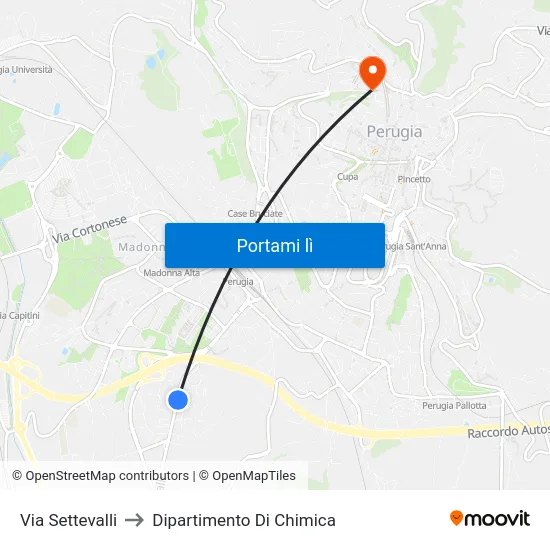 Via Settevalli to Dipartimento Di Chimica map