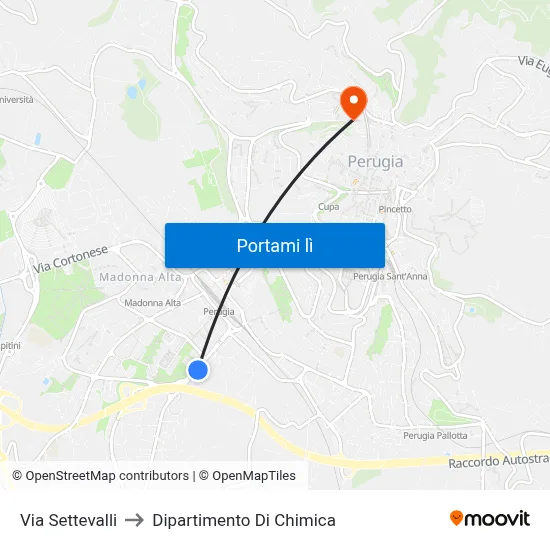 Via Settevalli to Dipartimento Di Chimica map