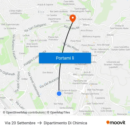 Via 20 Settembre to Dipartimento Di Chimica map