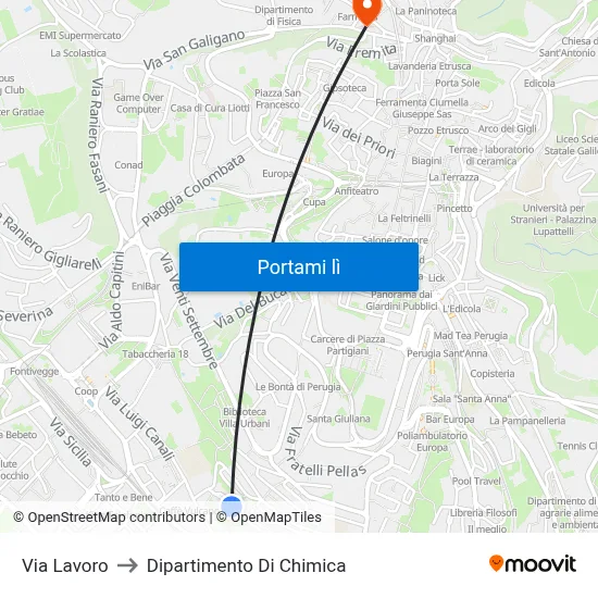 Via Lavoro to Dipartimento Di Chimica map