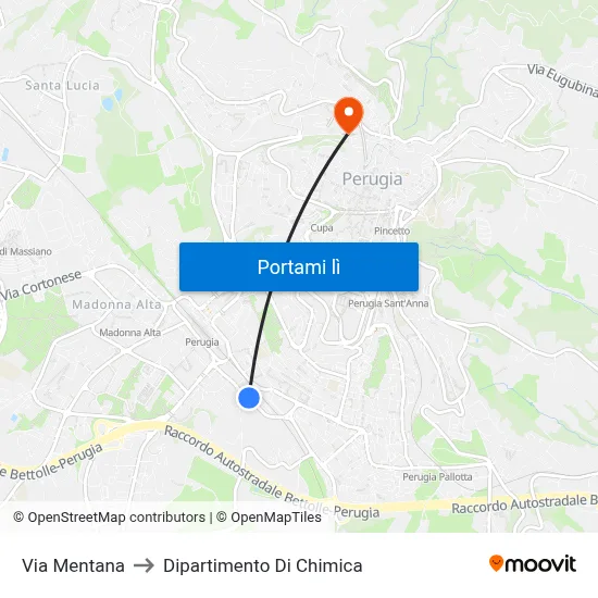 Via Mentana to Dipartimento Di Chimica map