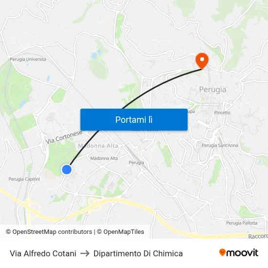 Via Alfredo Cotani to Dipartimento Di Chimica map