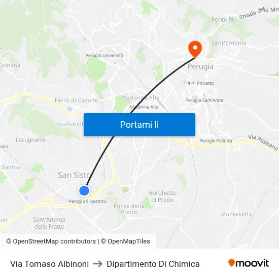 Via Tomaso Albinoni to Dipartimento Di Chimica map