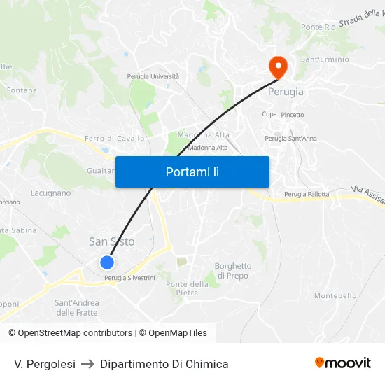 V. Pergolesi to Dipartimento Di Chimica map
