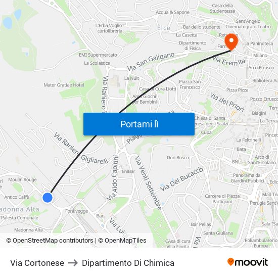 Via Cortonese to Dipartimento Di Chimica map