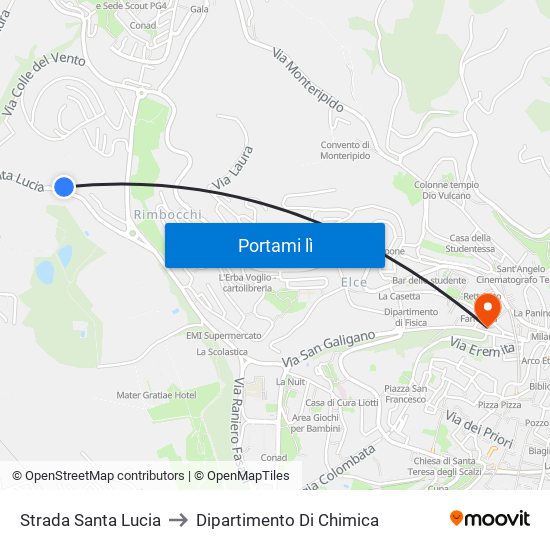 Strada Santa Lucia to Dipartimento Di Chimica map