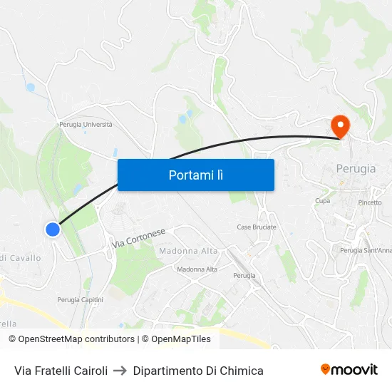 Via Fratelli Cairoli to Dipartimento Di Chimica map