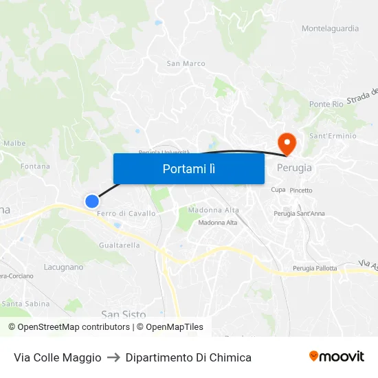 Via Colle Maggio to Dipartimento Di Chimica map