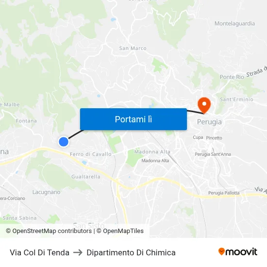 Via Col Di Tenda to Dipartimento Di Chimica map