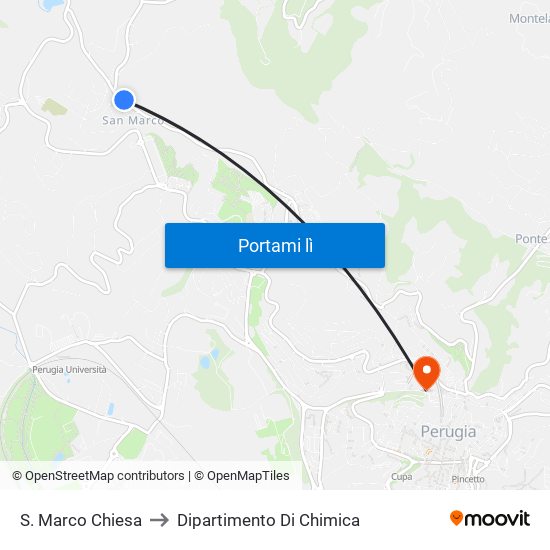 S. Marco Chiesa to Dipartimento Di Chimica map