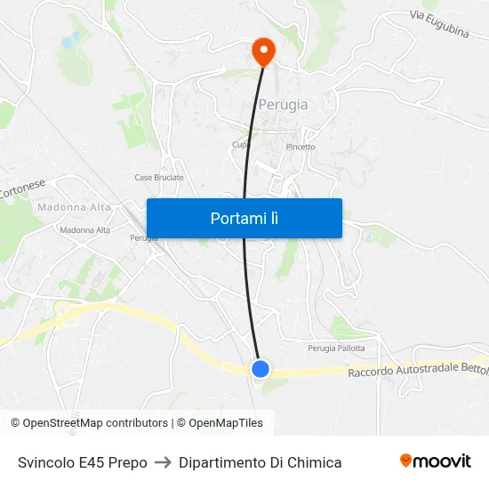Svincolo E45 Prepo to Dipartimento Di Chimica map