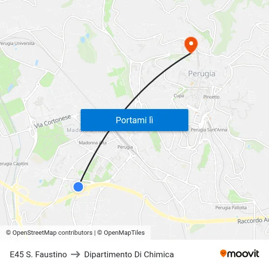 E45 S. Faustino to Dipartimento Di Chimica map