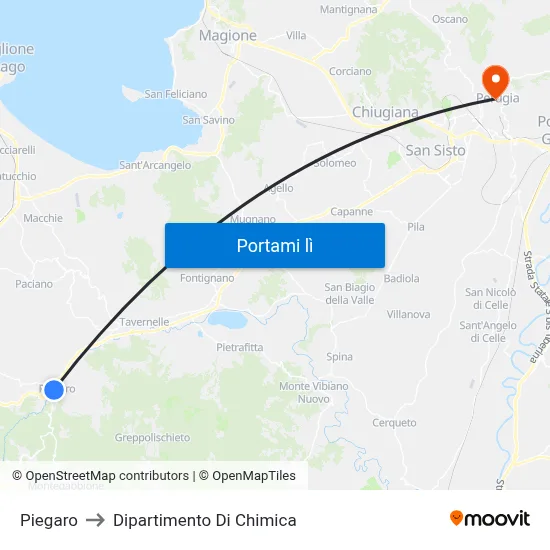 Piegaro to Dipartimento Di Chimica map