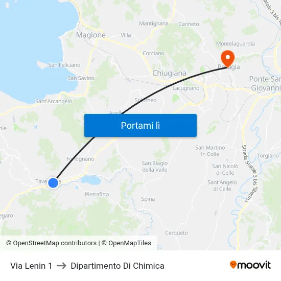 Via Lenin 1 to Dipartimento Di Chimica map