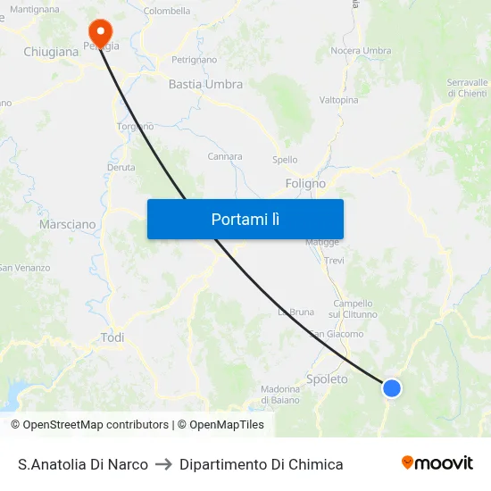 S.Anatolia Di Narco to Dipartimento Di Chimica map