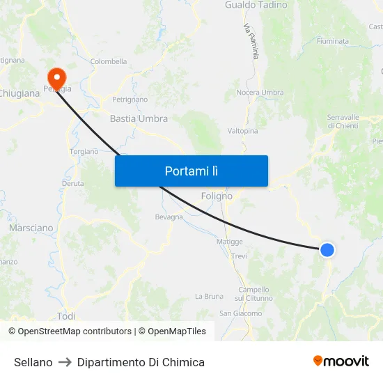 Sellano to Dipartimento Di Chimica map