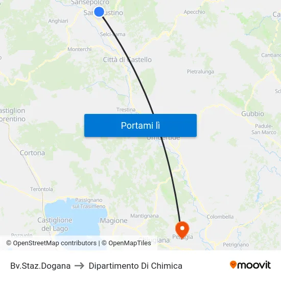 Bv.Staz.Dogana to Dipartimento Di Chimica map
