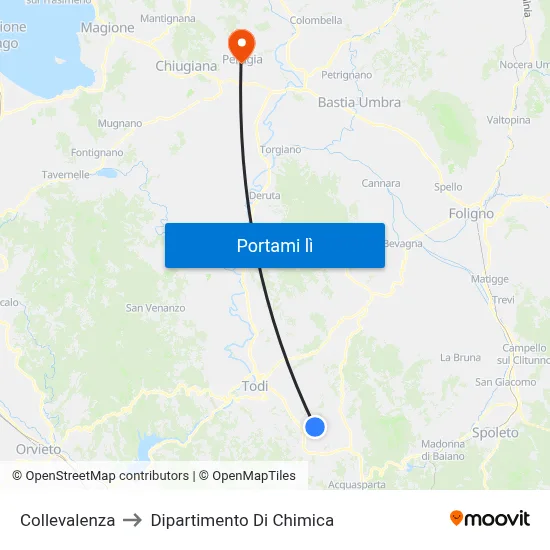 Collevalenza to Dipartimento Di Chimica map