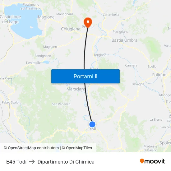E45 Todi to Dipartimento Di Chimica map